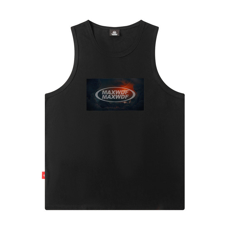 Men Vest Sports Sleeveless T-shirt Men's Oversize Loose Basketball Vest