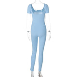 Women Jumpsuit Summer Backless Short Sleeve Jumpsuit (Hawthaw0412)