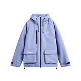 Unisex Winter Cotton Coat Winter Pocket Decoration Hooded down Jacket Retro Workwear down Jacket