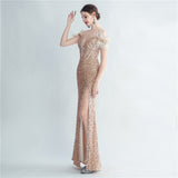 Harlem Nights Outfits Velvet High-Density Sequined Fishtail Evening Dress