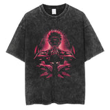 Washed retro T-shirt street casual cotton summer short sleeves