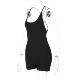 Women Jumpsuit Spring Sexy Backless Lace up Slim Fit Bodysuit
