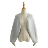 Women Sweater Knitwear Sexy Short Navel Knitted Top High Waist Loose Plush Cardigan Coat