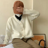 Women Knitwear Autumn and Winter V-neck Tassel Sweaters Cardigan
