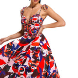 Women Evening Dress Bohemian Dress Summer V-neck Brace Backless