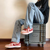 Men Jeans Split Slightly Flared Jeans Tie-Dye Wide-Leg Pants