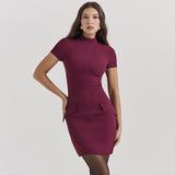 Women Dresses Short Sleeve Dress Spring Slim-Fit Hip-Wrapped Short Dress