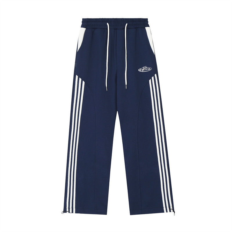 Men Sweatpants Side Stripe Stitching Straight Casual Pants