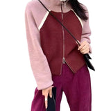 Women Knitwear Spring and Autumn Zipper Turtleneck Sweater Coat