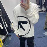 Aphex Twin Clothing Trendy Sweater Women's American Vintage Loose Knitted Long Sleeves