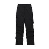 Men Sweatpants Loose Wide Leg Pure Color Elastic Waist Casual Trousers