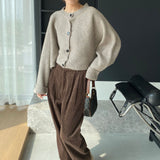 Women Cardigan Sweater Autumn Cardigan Top Knitted Cropped Coat Top 8t3108