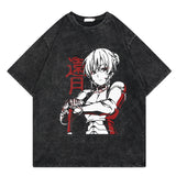 Washed retro t-shirt street print graphic casual