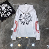Chh Chrome Hearts Hoodie Cross Red Character Embroidered Casual Hooded Sweater