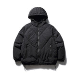 Unisex Winter Cotton Coat Winter Solid Color Pocket Decorative Hooded down Jacket
