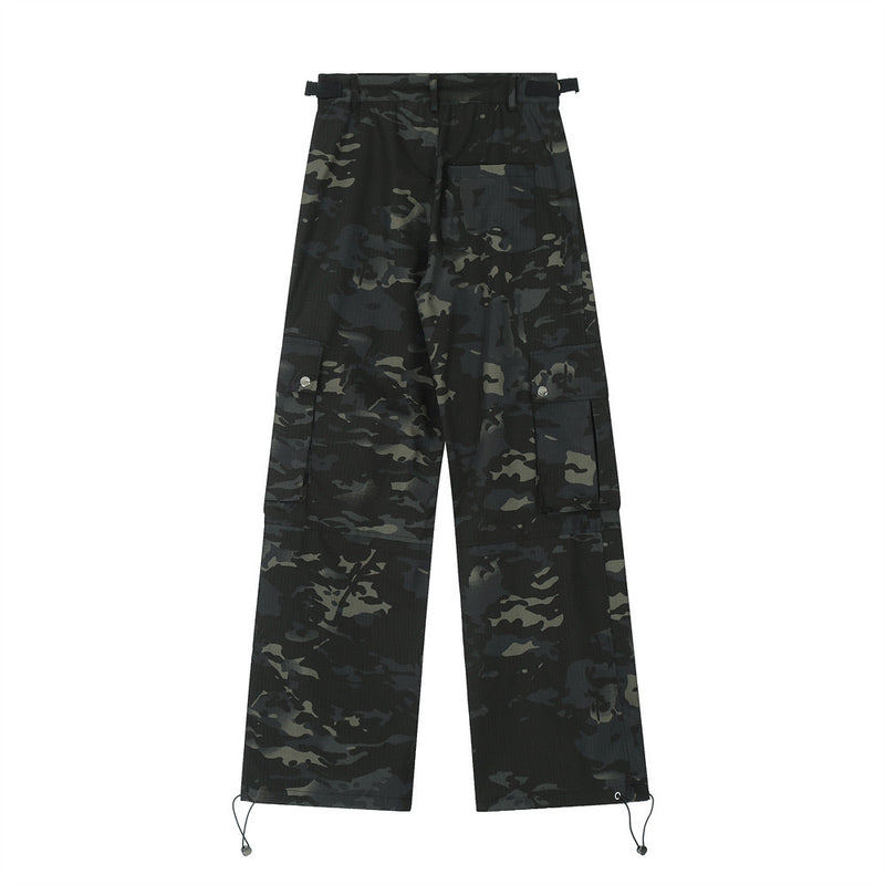 Men Sweatpants Overalls Camouflage Trousers Sports Casual Camouflage Pants Loose Straight Drawstring Jogger Pants