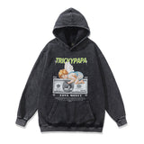 Men Hoodie Vintage Hiphop Washed Distressed Coat