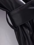 Women Leather Jacket Autumn Trench Coat Women's Coat Casual Belt Cardigan