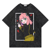 Washed retro T-shirt printed graphic casual cotton summer short sleeves