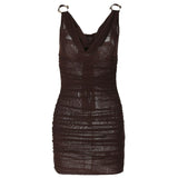 Women Dresse Sexy Mesh Spaghetti-Strap Dress Slim Fit Dress