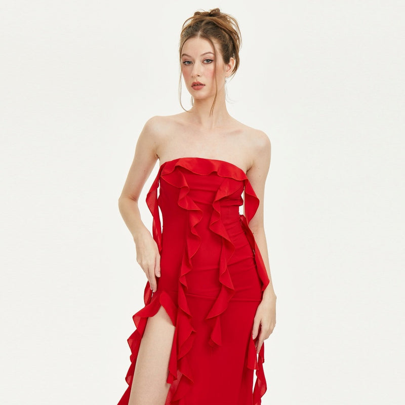 Women Dresses Sexy Dress High Red Dress Skirt (Zns0409)