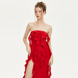 Women Dresses Sexy Dress High Red Dress Skirt (Zns0409)