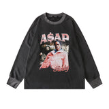 Asap Rocky Hoodie ASAP ROCKY Printed Vintage Loose Casual Long Sleeve Sweater