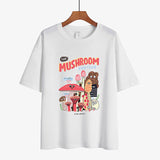 Mushroom Cute Women's T Shirt Summer Vintage 80s 90s Cotton