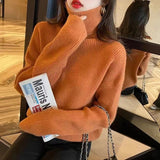 Women Knitted Pullover Autumn and Winter Turtleneck Sweater Slim Fit Top Sweater