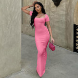 Women Dresses Spring and Summer Sexy Backless Short Sleeve Dress