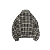 Unisex Jacket Vintage Plaid Lapel Jacket for Men and Women Loose Overalls