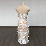 Women Evening Dress Elegant Lace Three-Dimensional Flower Sexy Dress Dress