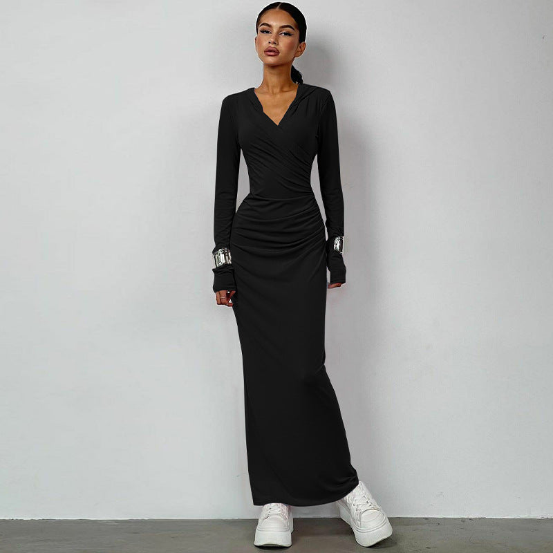 Women Dresses Winter Slim-Fit Hood Sports and Leisure Dress
