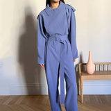 Women Trench Coat Spring/Summer Jumpsuit Waist-Tight Casual Long Sleeve Pants