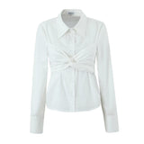 Women Tops Summer Bow Solid Color Shirt