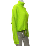Women Knitted Sweater Long Sleeve Sexy Backless Cross Sweater Turtleneck Sweater