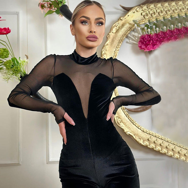 Women Jumpsuit Winter Sexy Cutout Zipper Jumpsuit