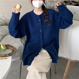 Women Knitwear Autumn and Winter round Neck Sweater Coat Female Loose Knitted Cardigan