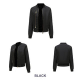 Women's Trench Coat Spring and Autumn Bomber Jacket Women's Zipper Decorations Rib-Knit Cuff Quilted Women's Jacket