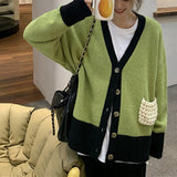 Women Knitwear Autumn and Winter V-neck Sweater Loose Knitted Cardigan