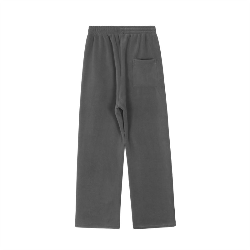 Men Sweatpants Loose Drawstring Straight-Leg Pants Thick Solid Color Sports Sweatpants