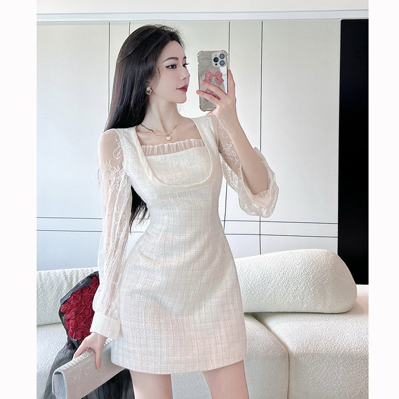 Women Maxi Dress Autumn and Winter Lace Long Sleeve Dress