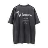 Men Vintage T-Shirt Printed Short-Sleeved T-shirt Men's Ins Distressed round Neck Summer