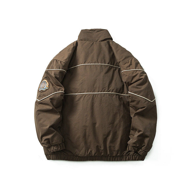 Unisex Winter Cotton Coat Winter Stand-up Collar Cotton-Padded Clothes Retro Biker's Wind Cotton Jacket