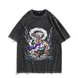 Anime Nika Luffy Washed Old Retro T-Shirt Short Sleeve