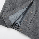 Women Trench Coat Autumn and Winter Gray Woolen Coat for Women