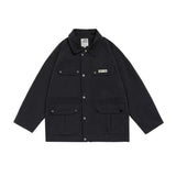 Unisex Jacket Fall Retro Workwear Washed Jacket
