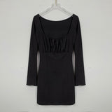 Women Dresses Square Collar Dress Short Skirt Hip Skirt
