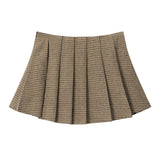 Women Skirt Plaid Pleated Skirt