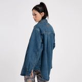 Men Jacket Coat Ripped Denim Jacket Embroidered Workwear Jacket